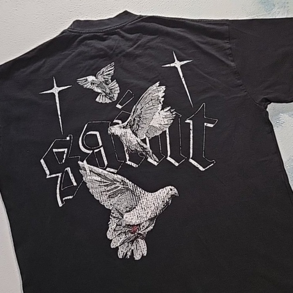 Saint‎ Morta Mens Size Medium T Shirt Black Gothic Pigeon Graphic Streetwear Tee